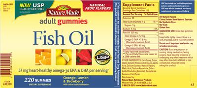 Photo of the Nature Made Fish Oil Adult Gummies label
