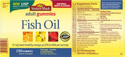 Photo of the Nature Made Fish Oil Adult Gummies label