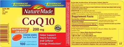 Photo of the Nature Made CoQ10 200 mg label