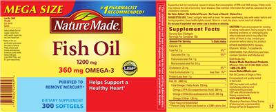 Photo of the Nature Made Fish Oil 1200 mg label