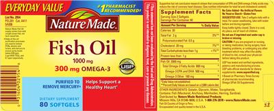 Photo of the Nature Made Fish Oil 1000 mg label