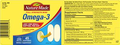 Photo of the Nature Made Full Strength Mini Omega-3 label