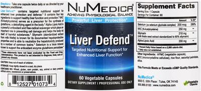 Photo of the NuMedica Liver Defend label