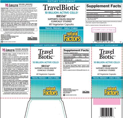 Photo of the Natural Factors Travel Biotic label