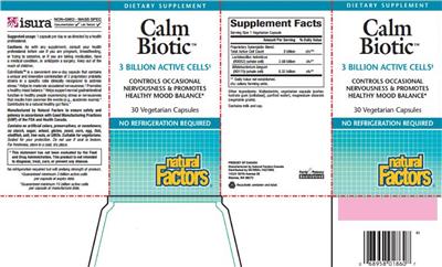 Photo of the Natural Factors CalmBiotic label