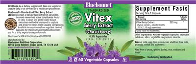 Photo of the Bluebonnet Standardized Vitex Berry Extract label