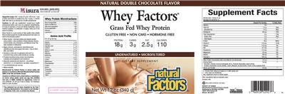 Photo of the Natural Factors Whey Factors Natural Double Chocolate Flavor label