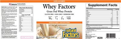 Photo of the Natural Factors Whey Factors Unflavored label