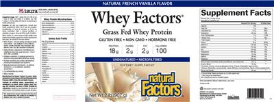 Photo of the Natural Factors Whey Factors Natural French Vanilla Flavor label
