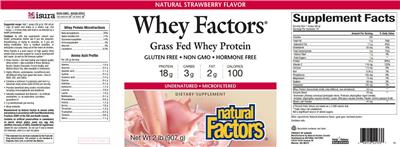 Photo of the Natural Factors Whey Factors Natural Strawberry Flavor label