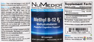 Photo of the NuMedica Methyl B-12 Rx label