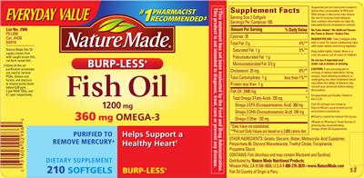 Photo of the Nature Made Fish Oil 1200 mg label