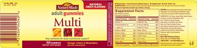 Multi Adult Gummies のラベル画像（NIH DSLD）