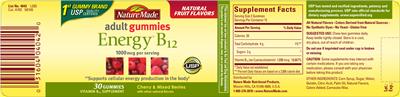 Photo of the Nature Made Energy B12 Adult Gummies 1000 mcg label