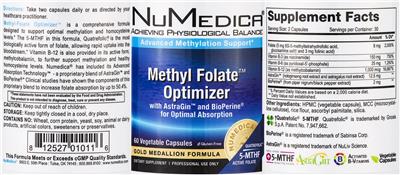 Photo of the NuMedica Methyl Folate Optimizer label