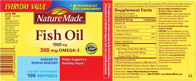 Photo of the Nature Made Fish Oil 1000 mg label