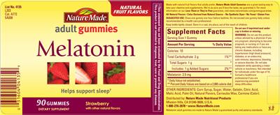 Photo of the Nature Made Melatonin Adult Gummies Strawberry label