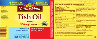 Photo of the Nature Made Fish Oil 1000 mg label