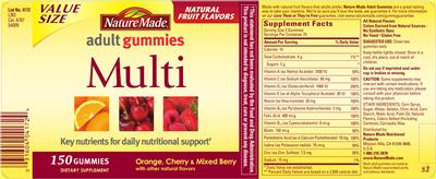 Photo of the Nature Made Multi Adult Gummies label