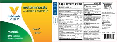 Photo of the The Vitamin Shoppe Multi Minerals with Boron & Vitamin D label