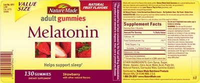 Photo of the Nature Made Melatonin Adult Gummies Strawberry label