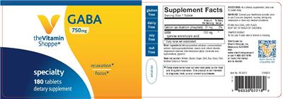 Photo of the The Vitamin Shoppe GABA 750 mg label