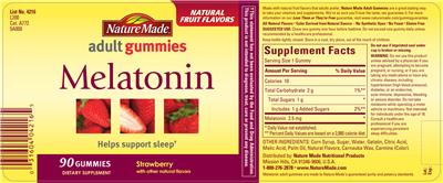 Photo of the Nature Made Melatonin Adult Gummies Strawberry label