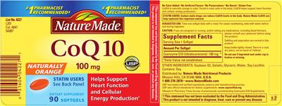 Photo of the Nature Made CoQ10 100 mg label
