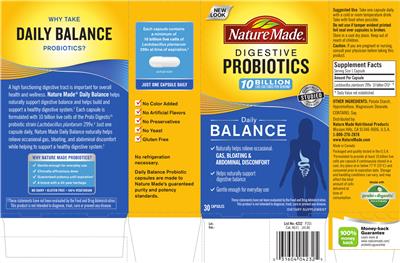 Label of Digestive Probiotics Daily Balance 10 Billion