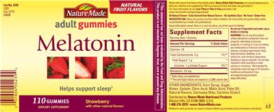 Photo of the Nature Made Melatonin Adult Gummies Strawberry label