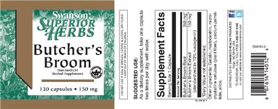 Photo of the Swanson Superior Herbs Butcher's Broom 150 mg label
