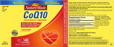 Photo of the Nature Made CoQ10 200 mg label