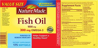 Photo of the Nature Made Fish Oil 1000 mg label