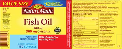 Photo of the Nature Made Fish Oil 1200 mg label