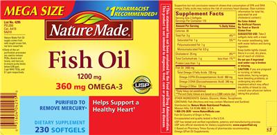 Photo of the Nature Made Fish Oil 1200 mg label