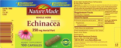 Photo of the Nature Made Echinacea 350 mg label