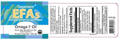 Photo of the Swanson EFAs Omega-7 Oil 450 mg label