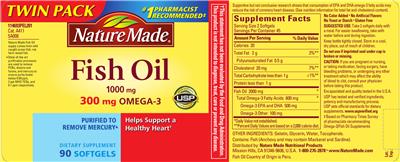 Photo of the Nature Made Fish Oil 1000 mg label