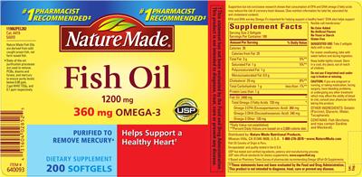 Photo of the Nature Made Fish Oil 1200 mg label