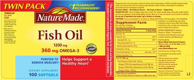 Photo of the Nature Made Fish Oil 1200 mg label