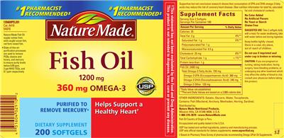 Photo of the Nature Made Fish Oil 1200 mg label