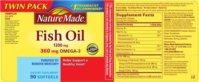Photo of the Nature Made Fish Oil 1200 mg label