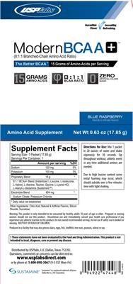 Photo of the USPlabs Modern BCAA+ Blue Raspberry label