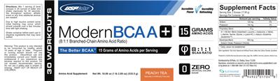 Photo of the USPlabs Modern BCAA+ Peach Tea label