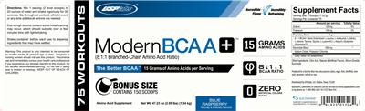 Photo of the USPlabs Modern BCAA+ Blue Raspberry label