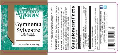 Photo of the Swanson Superior Herbs Gymnema Sylvestre 300 mg label