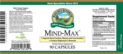 Photo of the Nature's Sunshine Mind-Max label