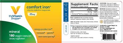 Photo of the The Vitamin Shoppe Comfort Iron 25 mg label