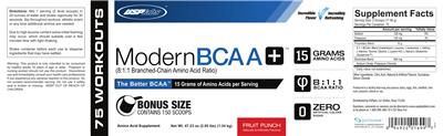 Photo of the USPlabs Modern BCAA+ Fruit Punch label