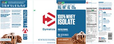 Photo of the Dymatize 100% Whey Isolate Classic Chocolate label